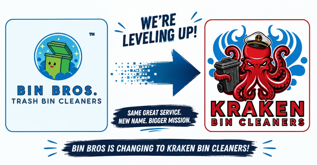 Bin Bros is changing to Kraken Bin Cleaners. Same great service. New name. Bigger mission.